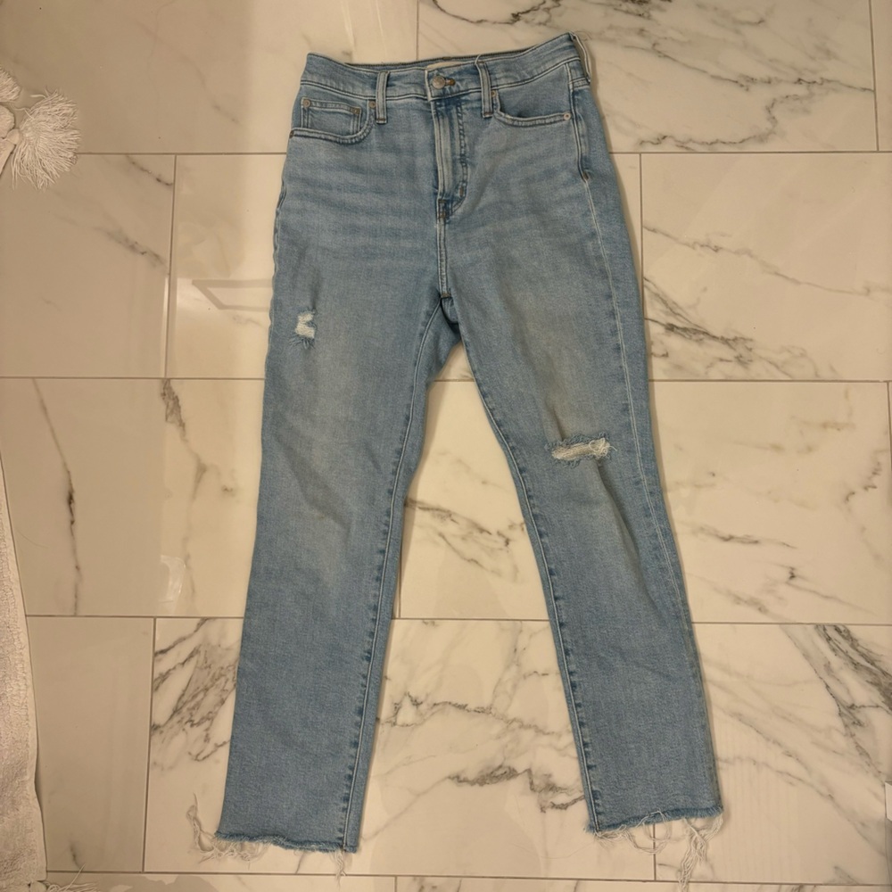 Madewell the perfect vintage Jean light wash with small destroy